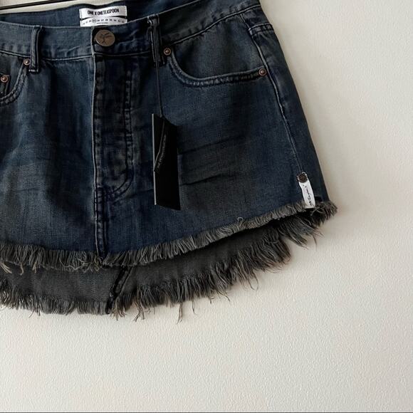 One Teaspoon Junkyard Relaxed Denim Mini Skirt in Fox Black - Picture 3 of 7
